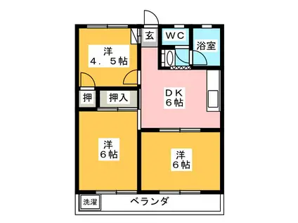 コーポ名和(3DK/4階)の間取り写真