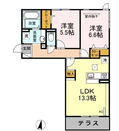 レジデンス飯倉II(2LDK/2階)の間取り写真