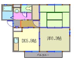 サンルミエールA棟(2DK/2階)の間取り写真