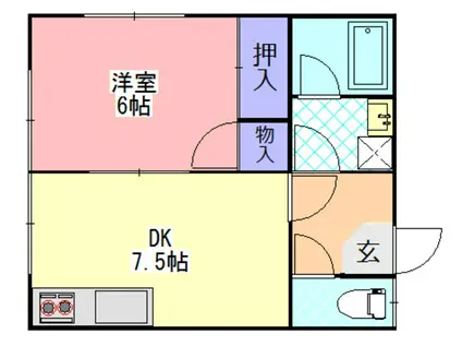 富士ハイツ(1DK/1階)の間取り写真