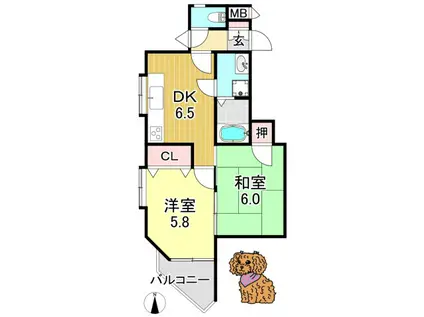 吉豊マンション(2DK/5階)の間取り写真