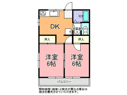 コーポ中山(2DK/2階)の間取り写真