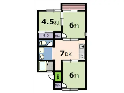 グリーンハイツ(3DK/2階)の間取り写真