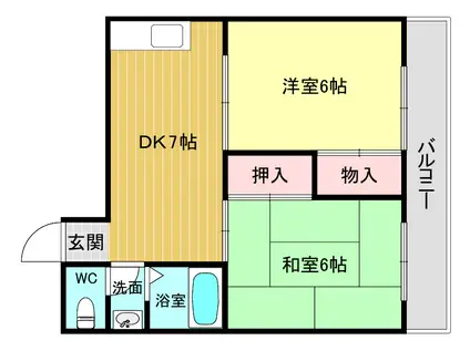 ハイム甲子園(2DK/2階)の間取り写真