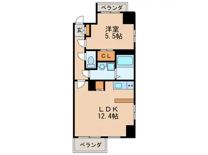 レジディア久屋大通II(1LDK/10階)の間取り写真