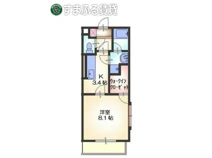 ラ・フォーレ呉竹(1K/2階)の間取り写真