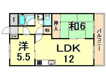 橋本第3マンション(2LDK/3階)の間取り写真