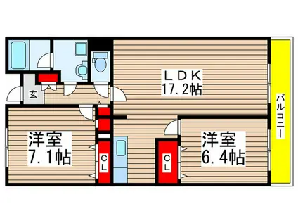 ラフィネ幕張本郷(2LDK/3階)の間取り写真
