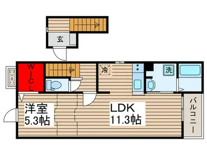 フリージアII(1LDK/2階)の間取り写真