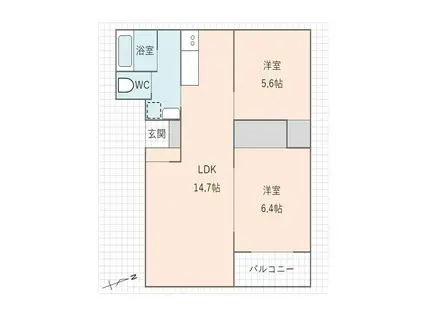 エスペランスM(2LDK/1階)の間取り写真