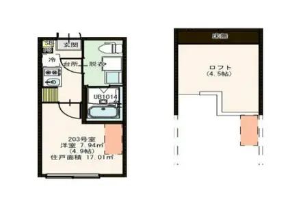 上石神井三丁目アパートZENGARDENAPARTMENT(1K/2階)の間取り写真