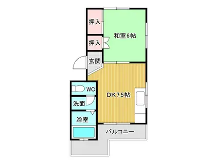 パークハイツ三萩野(1DK/1階)の間取り写真
