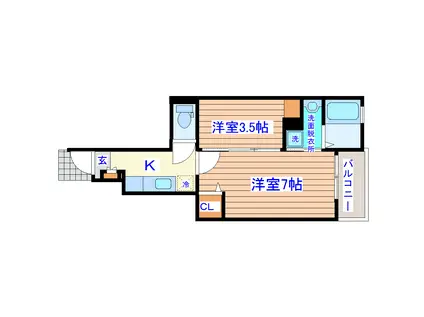 M&T沖野(1SK/1階)の間取り写真