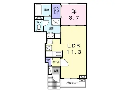 ユニゾン奥田(1LDK/1階)の間取り写真