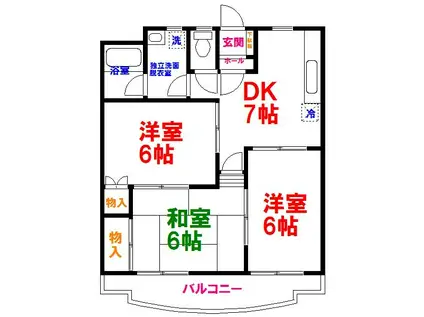 武蔵村山ウエストハイツ(3DK/3階)の間取り写真
