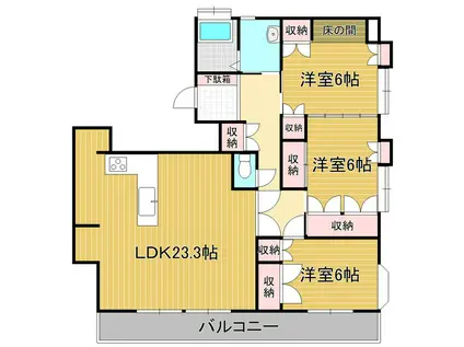 東海尾崎ビル(3LDK/2階)の間取り写真