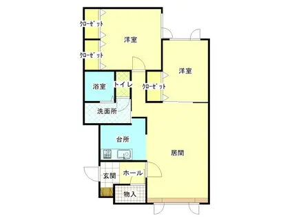 ローダンセ(2LDK/2階)の間取り写真