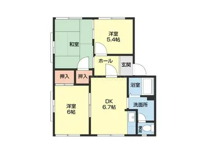 フレグランス船所(3DK/2階)の間取り写真