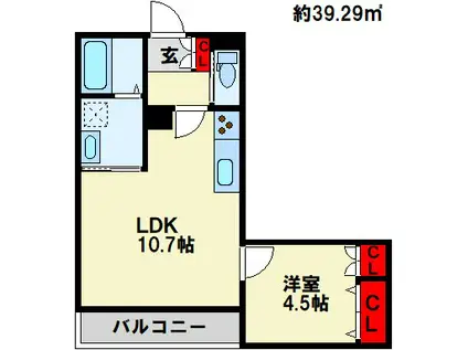 ポルト・ボヌール(1LDK/4階)の間取り写真
