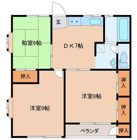 ホワイトコーポ大代2号棟(3DK/2階)の間取り写真