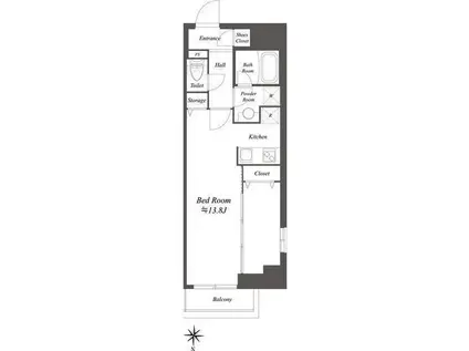 ルクレ両国(1LDK/7階)の間取り写真