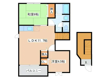 プランドゥ鳥栖II(2LDK/2階)の間取り写真