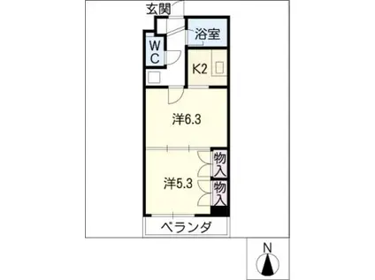 シャルム法羊(1DK/3階)の間取り写真