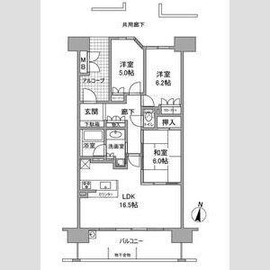 プラウド江坂(3LDK/7階)の間取り写真