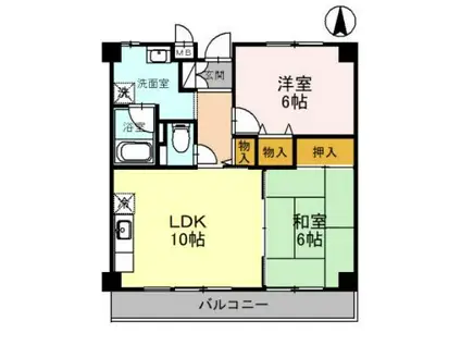 ヴィラ中谷(2LDK/3階)の間取り写真