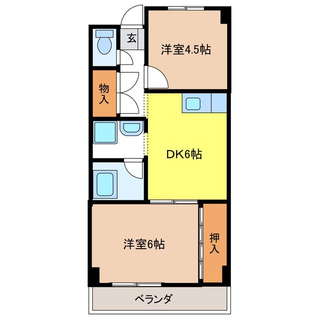 トヨダビル(2DK/2階)の間取り写真