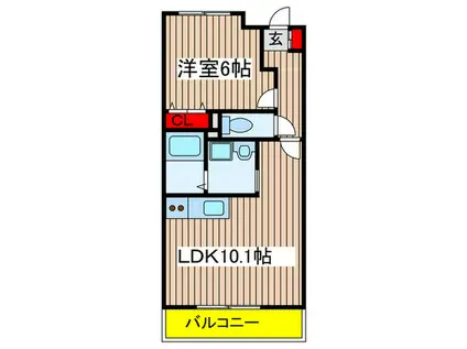 瑠璃光ビル(1LDK/5階)の間取り写真