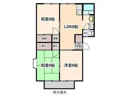 ガーデン欅A棟(3DK/1階)の間取り写真