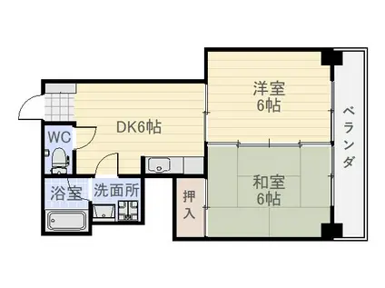 夏迫マンション(2DK/5階)の間取り写真