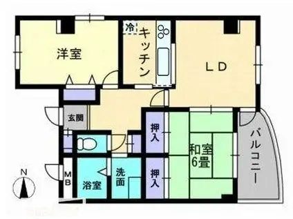 レイクウエストII(2LDK/6階)の間取り写真