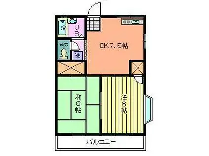 コーポさくら(2DK/2階)の間取り写真