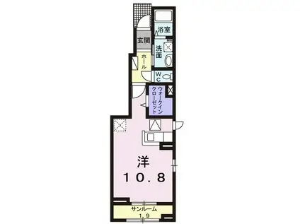 クルーセII(ワンルーム/1階)の間取り写真
