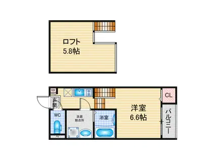 ハーモニーテラス鳴海町字向田(1SK/2階)の間取り写真