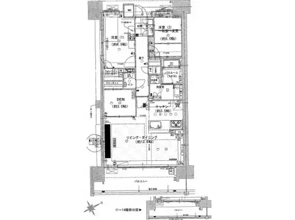 ソシオ入船(2SLDK/12階)の間取り写真