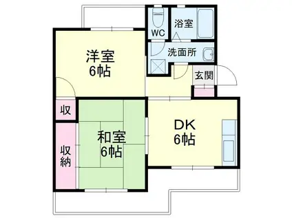 マンションKM-1(2DK/4階)の間取り写真