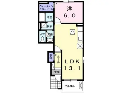 ハミングバード(1LDK/1階)の間取り写真