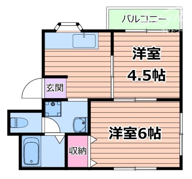 第3摂津マンション(2K/1階)の間取り写真