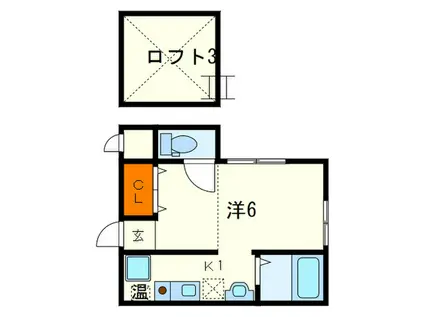 六甲アパ-トメント(1K/1階)の間取り写真