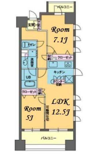パークキューブ日本橋水天宮(2LDK/6階)の間取り写真