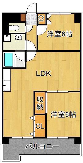 第4晴和ビル(2LDK/7階)の間取り写真