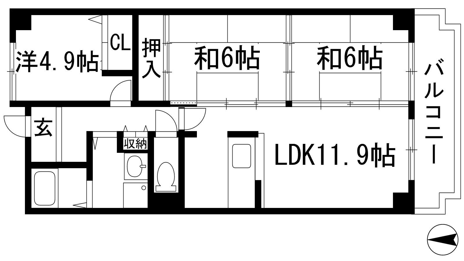 インペリアル樋の口(3LDK/2階)の間取り写真