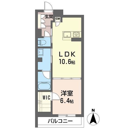 サンヴァリエ 三橋(1LDK/1階)の間取り写真