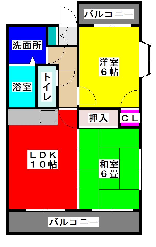 パインヒル(2LDK/4階)の間取り写真