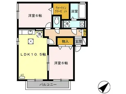 サンモール(2LDK/1階)の間取り写真
