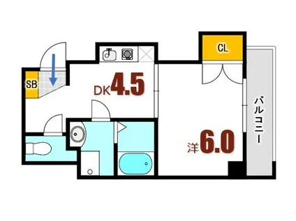 岸保ビル(1DK/4階)の間取り写真