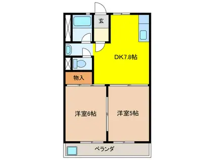 アメニティパークB(2DK/2階)の間取り写真